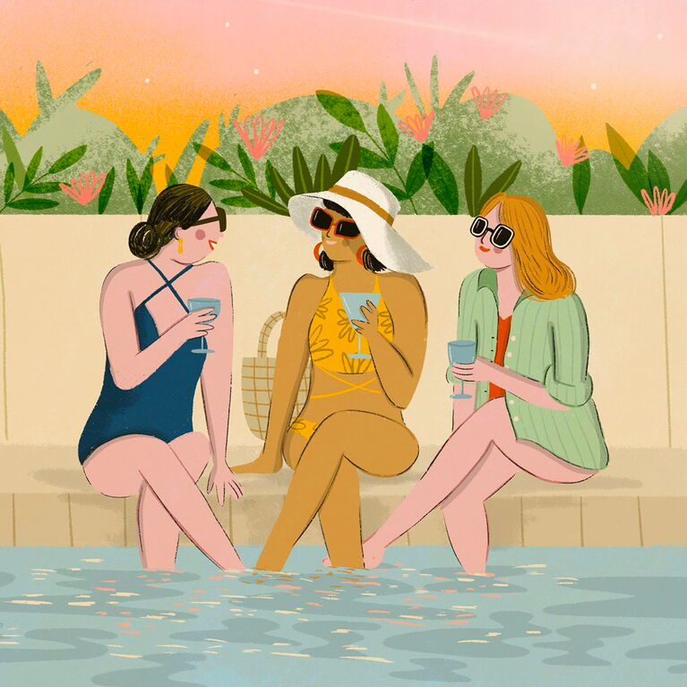 by the pool