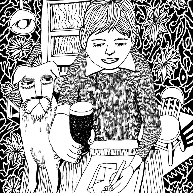 drawing in the pub